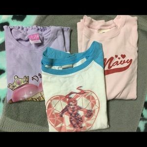 LOT of 3 Girls Short Sleeve T-Shirts. Size 6-8